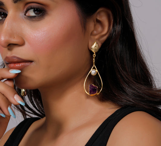 Gold-Plated Crystal Drop Earrings