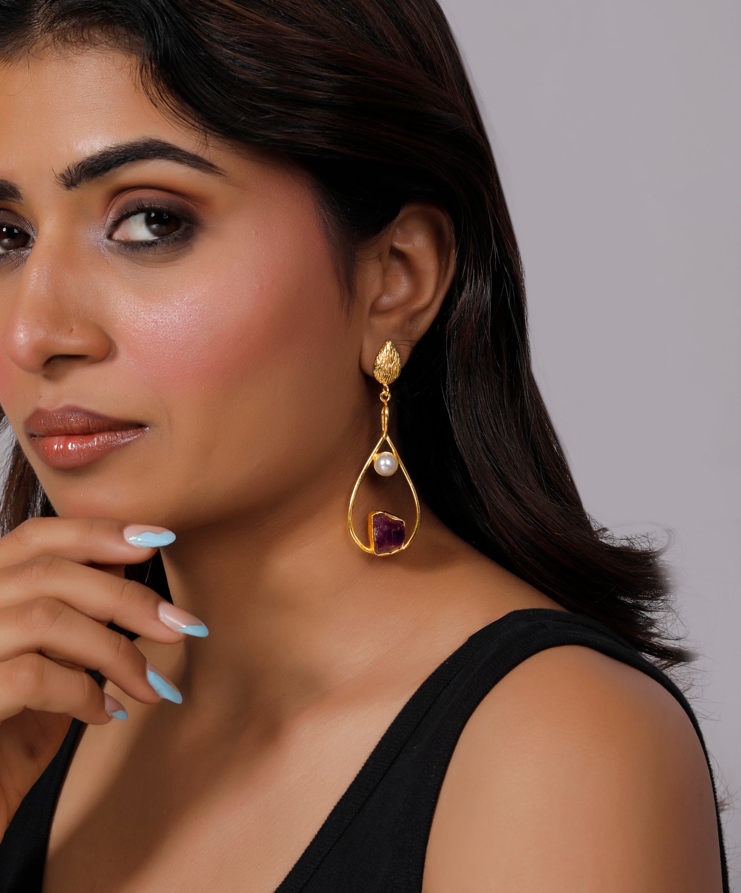Gold-Plated Crystal Drop Earrings