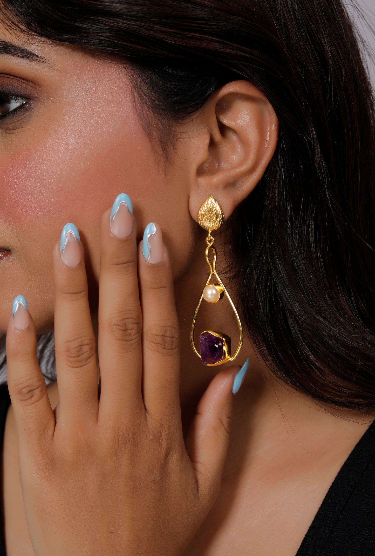 Gold-Plated Crystal Drop Earrings