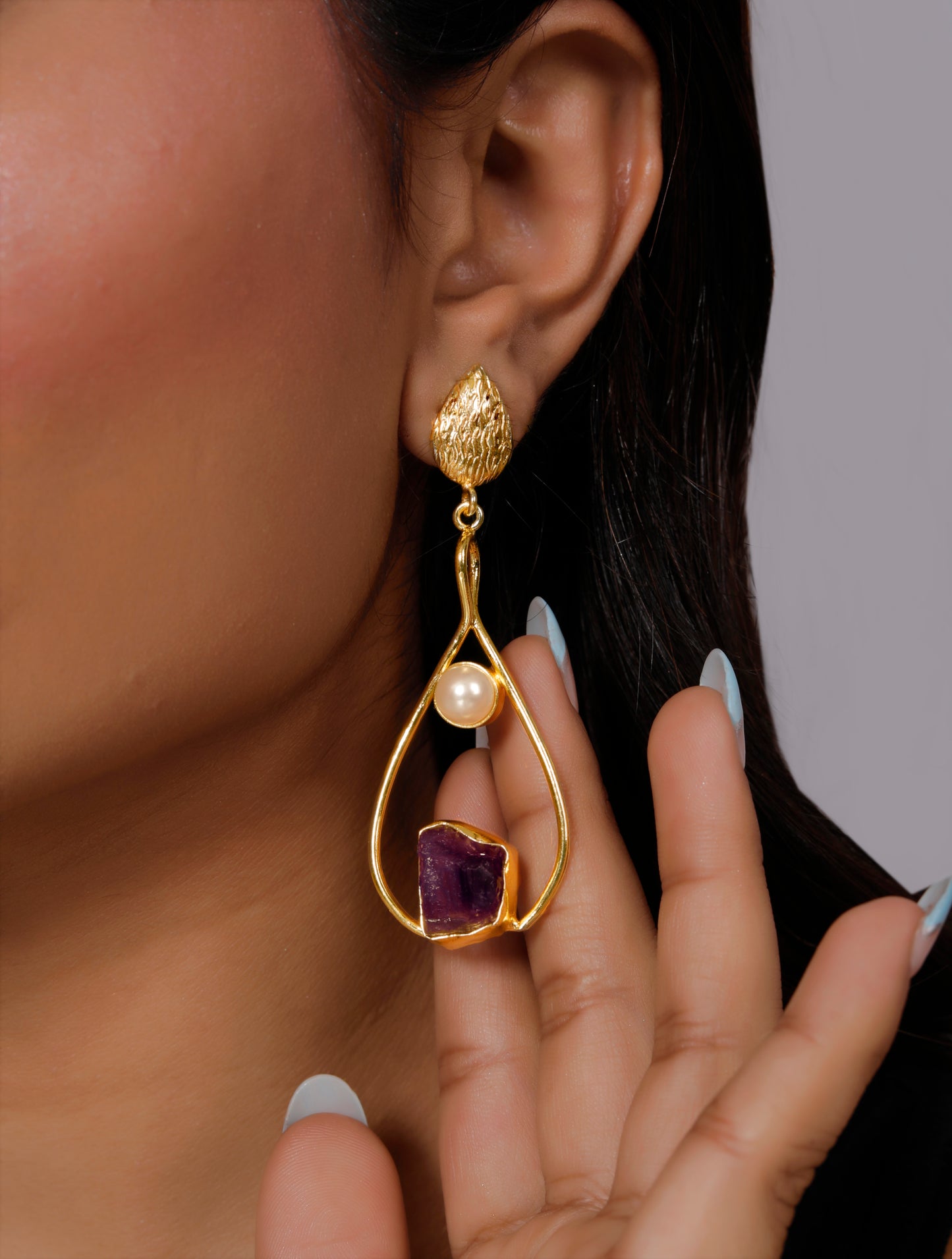 Gold-Plated Crystal Drop Earrings