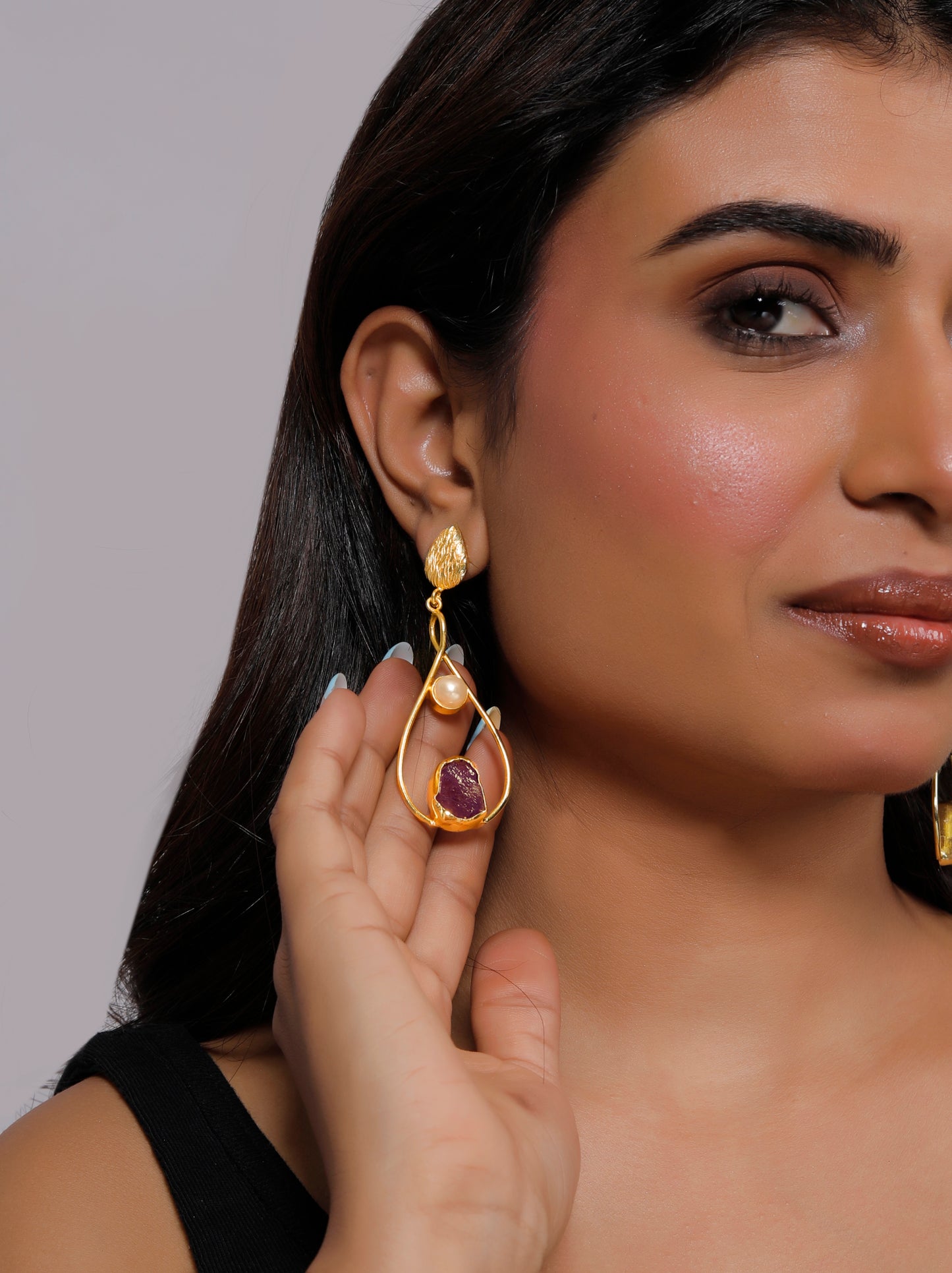 Gold-Plated Crystal Drop Earrings