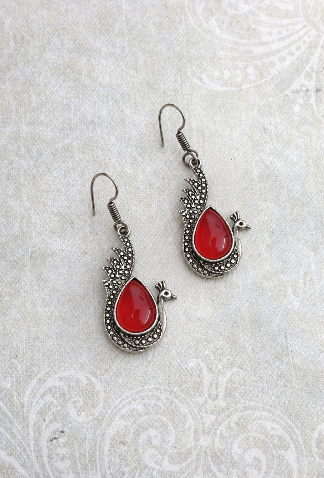 Handmade Kashmiri Peacock Drop Earrings, Handcrafted Brass Ethnic Dangle Earrings, Traditional Artisan Jewelry for Women