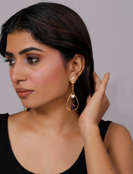 Gold-Plated Crystal Drop Earrings