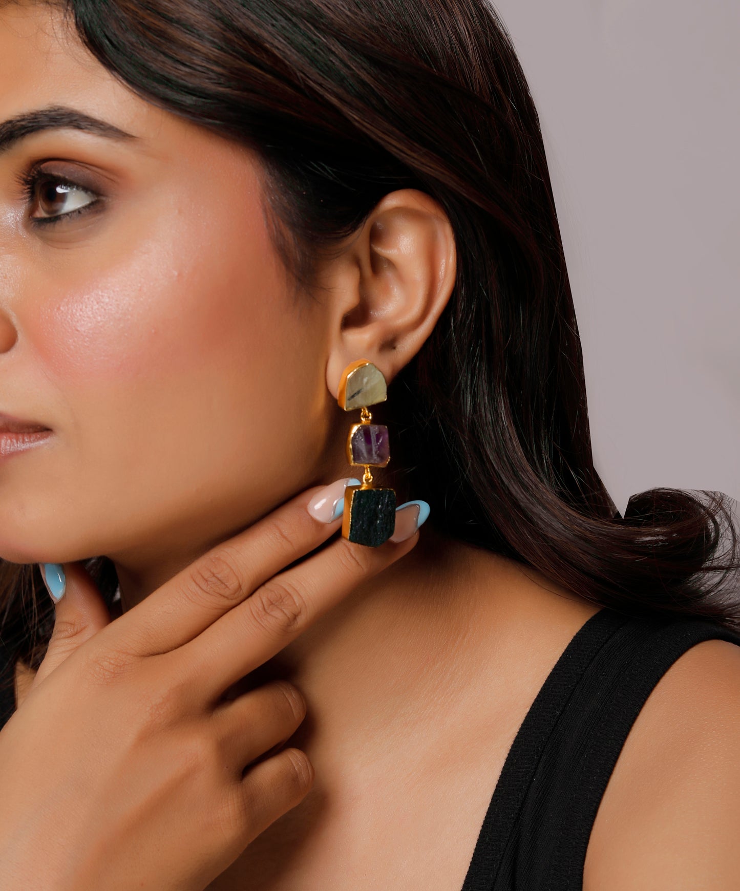 Dangle natural stone earrings