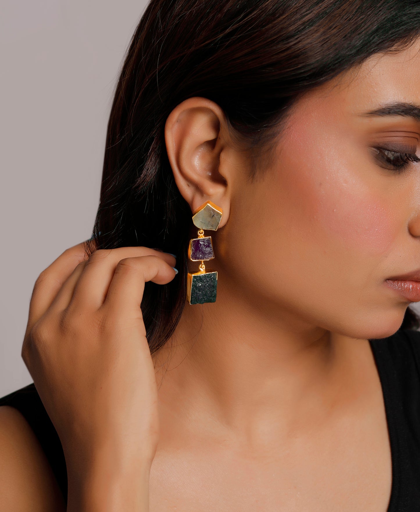 Dangle natural stone earrings