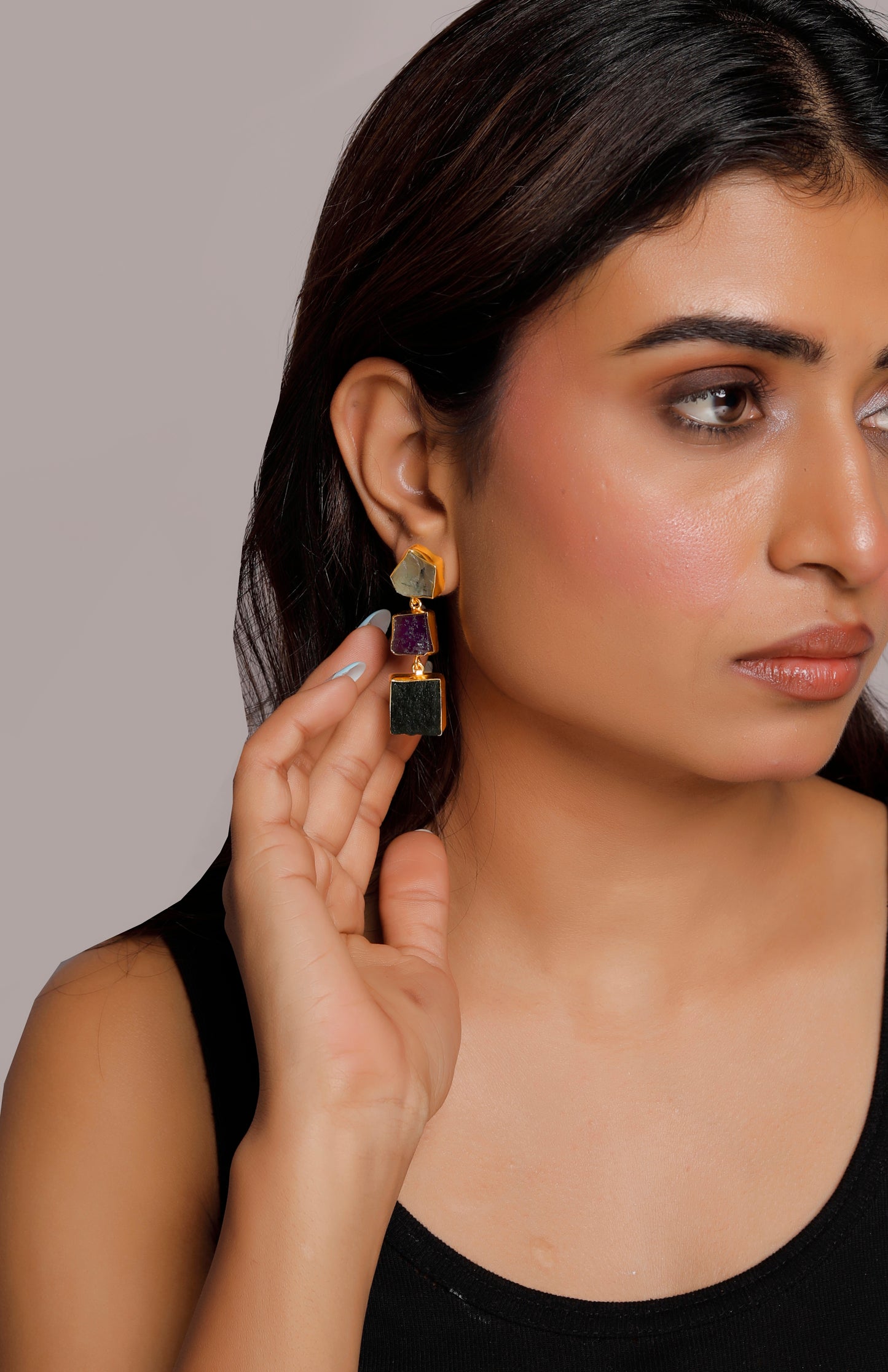 Dangle natural stone earrings