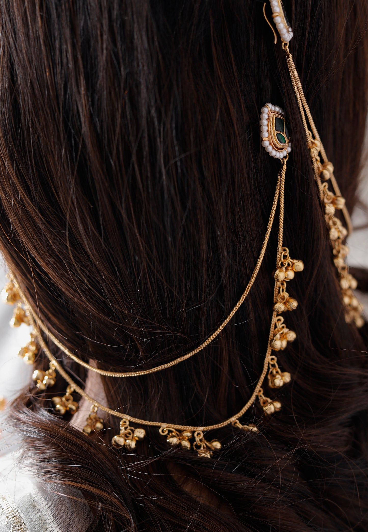 Kashmiri paachi kundan peacock design earring with back chain