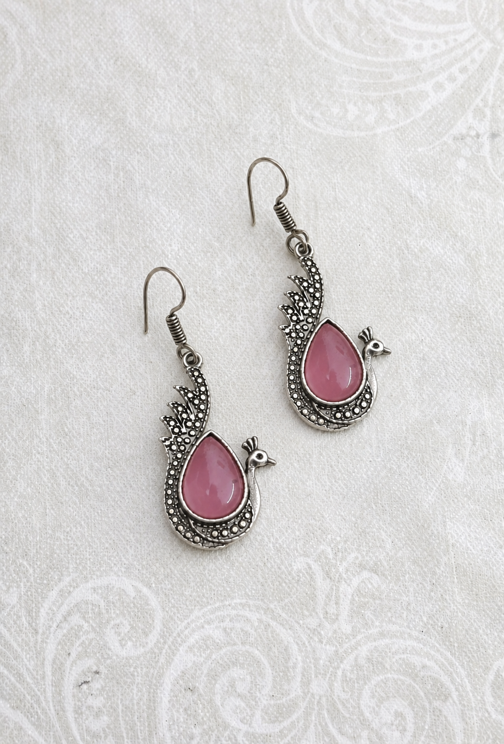 Handmade Kashmiri Peacock Drop Earrings, Handcrafted Brass Ethnic Dangle Earrings, Traditional Artisan Jewelry for Women