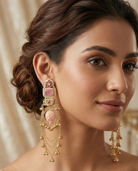 ✨ Traditional Kashmiri Gold Plated Jhumka Earrings for Women