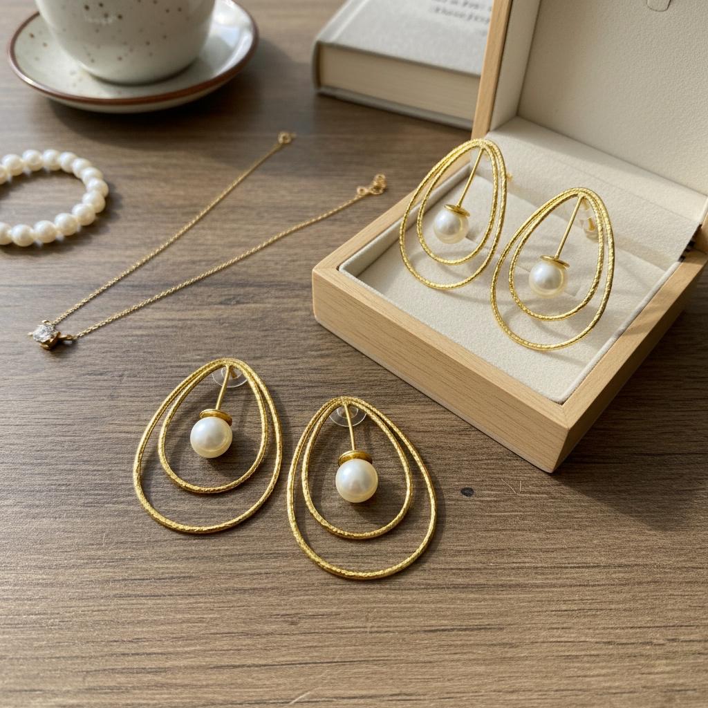 ✨Timeless Everyday Elegance-Lightweight Brass Pearl Earrings ✨